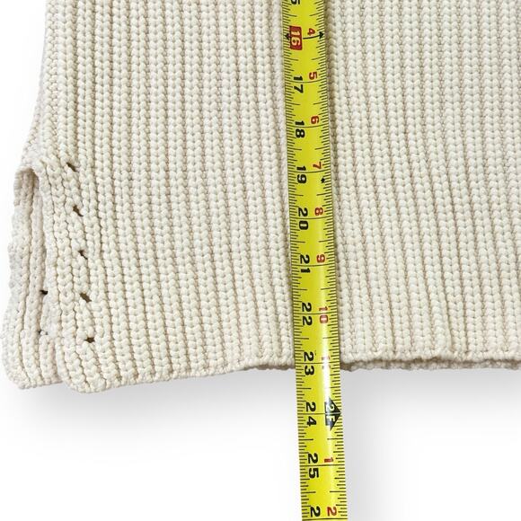 Everlane Sweater Womens L Ivory Cotton Chunky Knit V Neck Long Sleeve Pullover - Picture 8 of 8